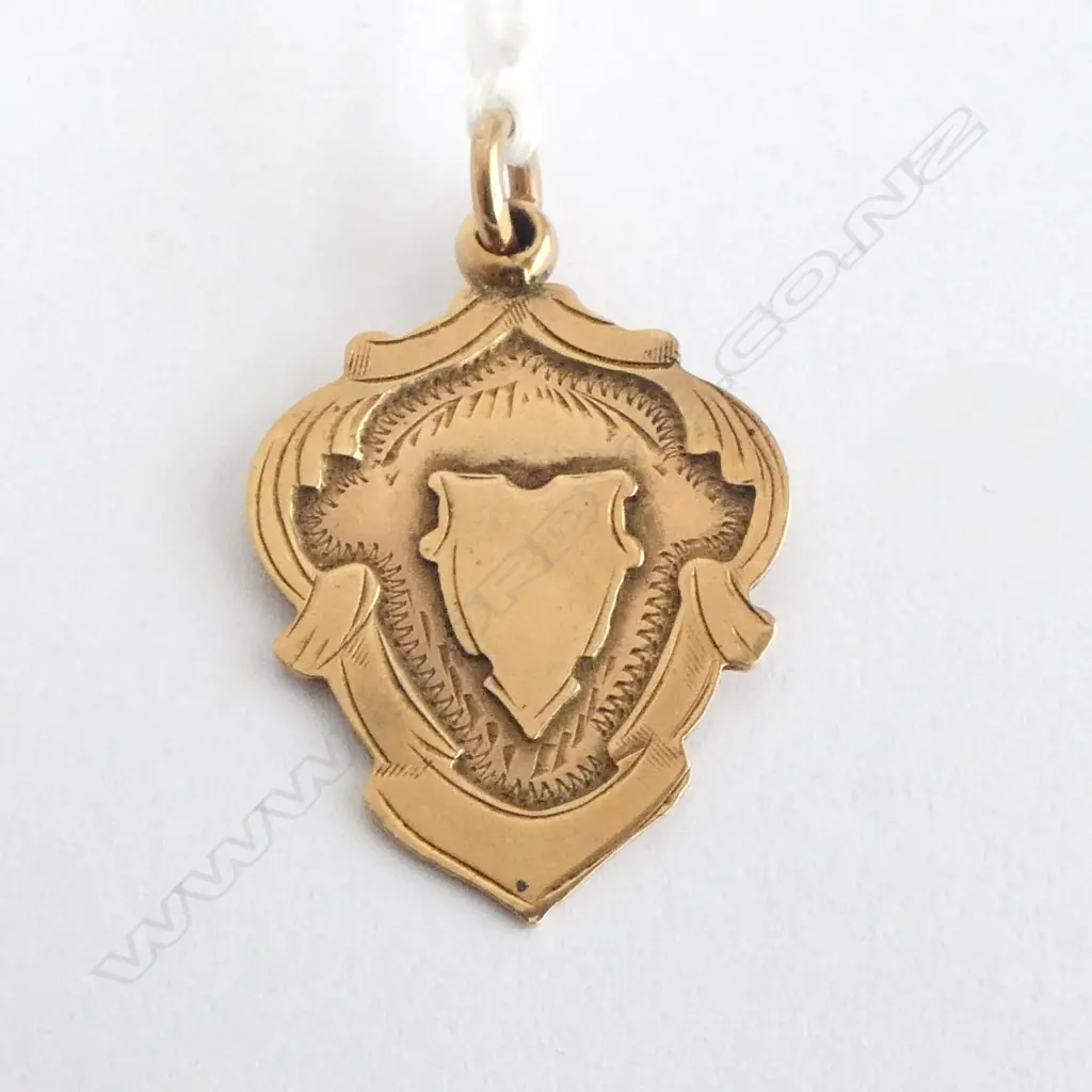 1925 9ct GOLD FOB MEDALLION engraved 'AK Y.M.C.A ...' SPORTS PRIZE 3.6gms Image 1++