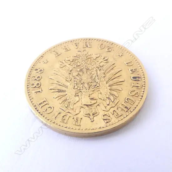 .900 GOLD PRUSSIAN DEUTSCHES REICH 1888 20 MARK COIN 7.96gm