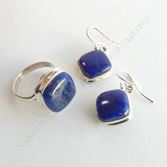 SET SILVER SET LAPIS RING & EARRINGS