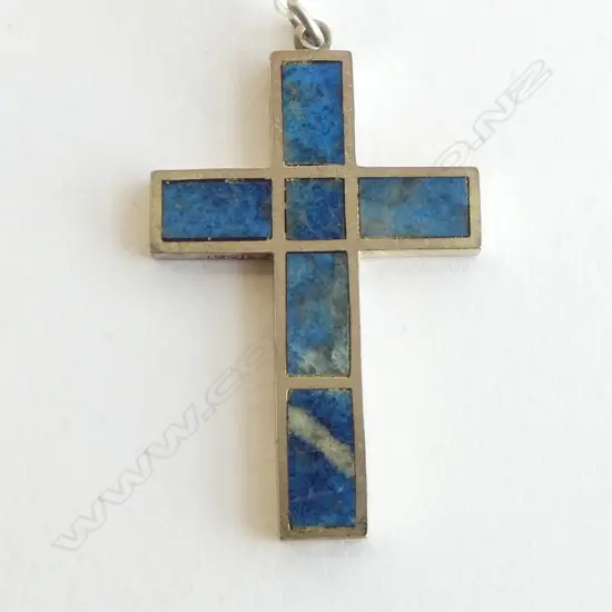 RUSSELL MURPHY NZ SILVER & LAPIS CROSS PENDANT