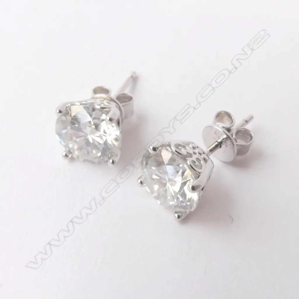 PR SILVER SET MOISSANITE STUD EARRINGS, 2ct (GRA cert.) Image 1++