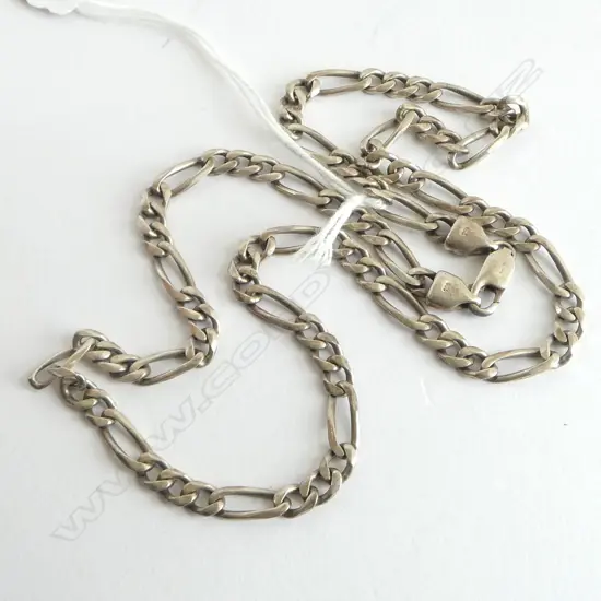 SILVER FLATENNED CURB LINK NECK CHAIN L.500mm 23.7gms