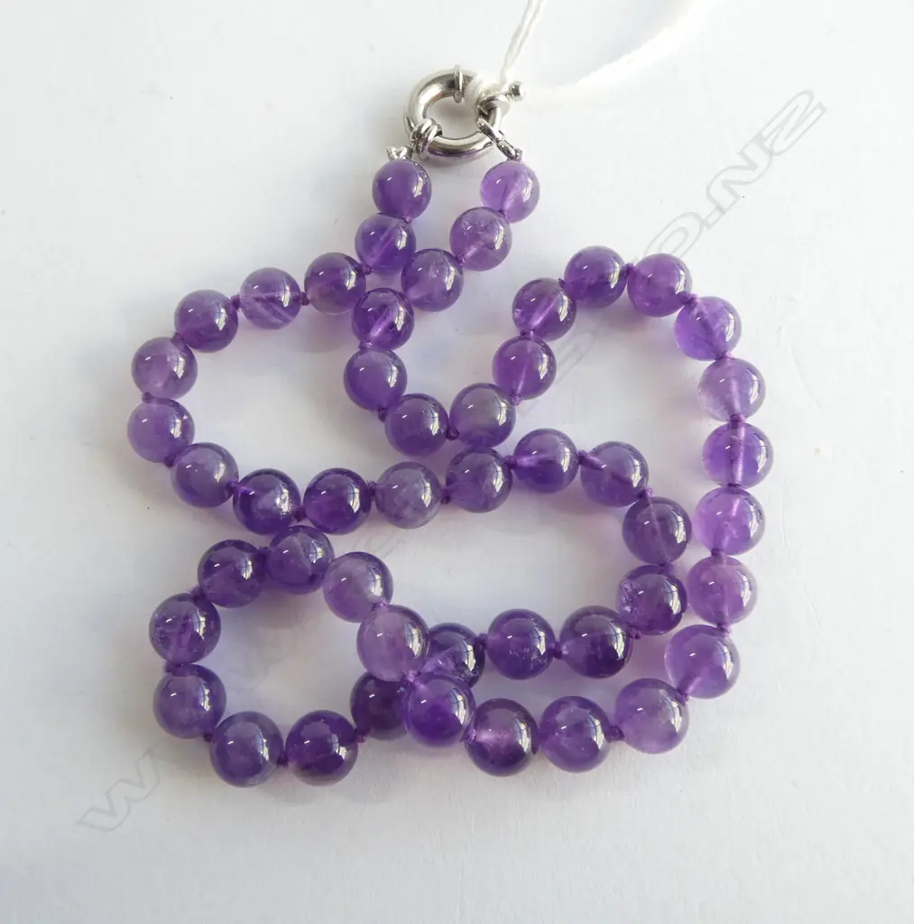 HANDKNOTTED AMETHYST BEAD NECKLACE, L.450mm Image 1++