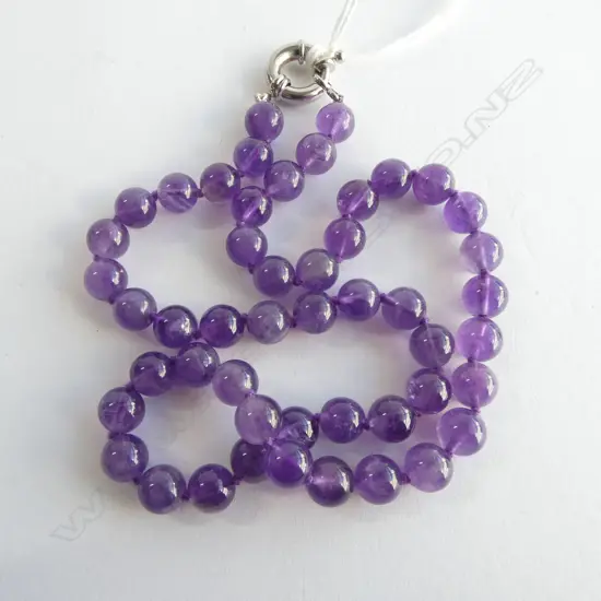 HANDKNOTTED AMETHYST BEAD NECKLACE, L.450mm