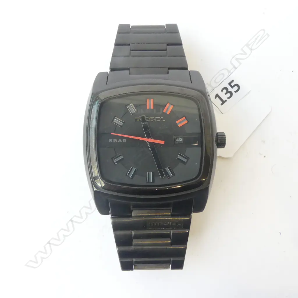 GENT'S DIESEL WRISTWATCH, BLACK w RED DETAIL Image 1++