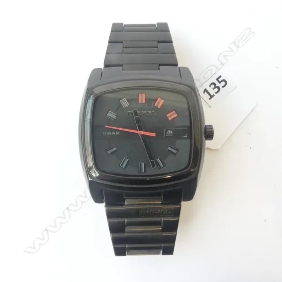 GENT'S DIESEL WRISTWATCH, BLACK w RED DETAIL