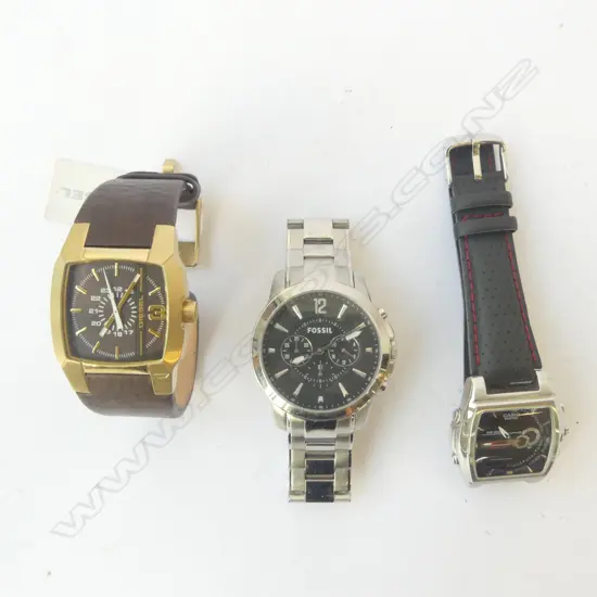 3 GENT'S WRISTWATCHES, FOSSIL, CASIO & DIESEL (NEW)