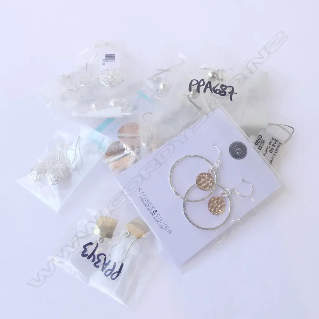ASST. SILVER EARRINGS, various designs, all new Image 1++