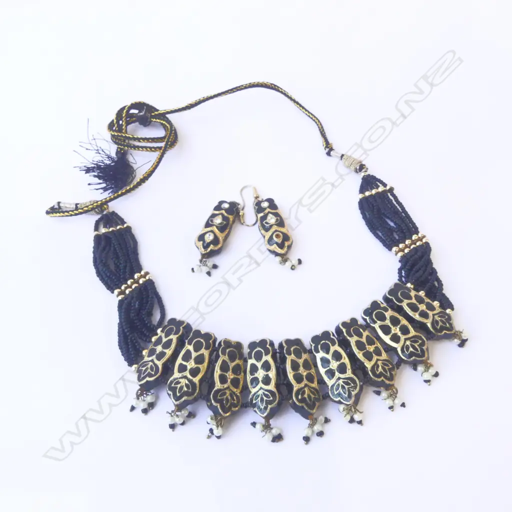 INDIAN LAKH NECKLACE w MATCHING EARRINGS Image 1++