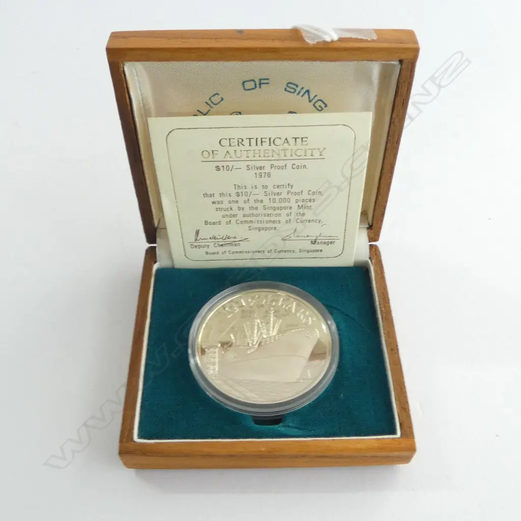 SINGAPORE $10 COIN 50% SILVER PROOF 1976 31gms Image 1++