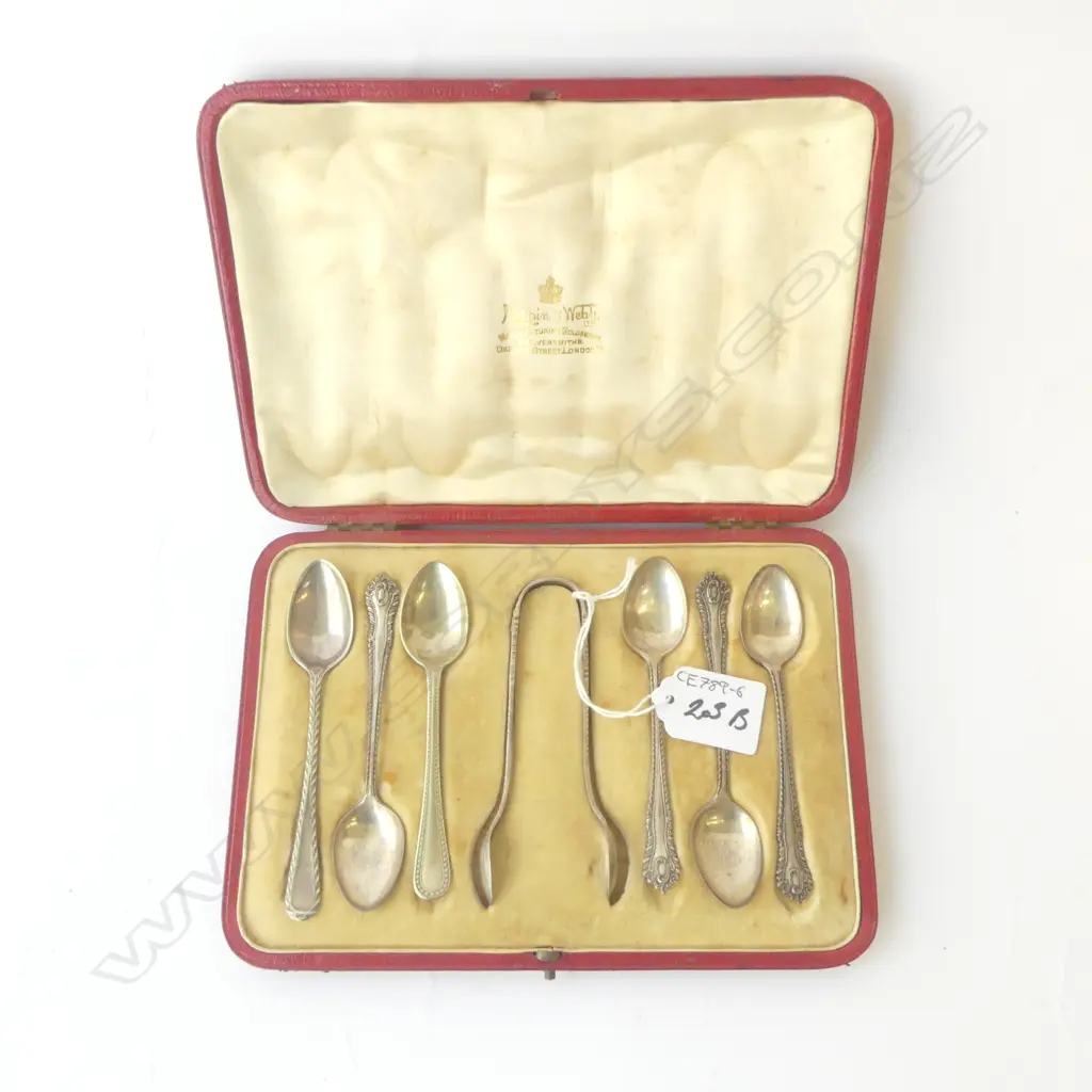 5 STG SILVER TEASPOONS + SILVER SUGAR SPOON 76.6gms + 2 E/P SPOONS  Image 1++
