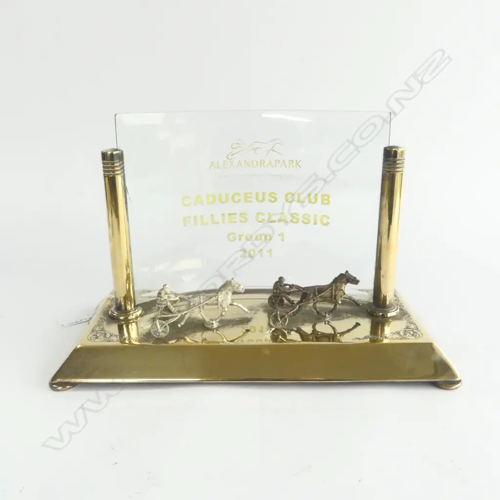 ALEXANDRA PARK TROTTING TROPHY 2011 (horses and jockeys probably silver) 340 x 160 x 240mm Image 1++