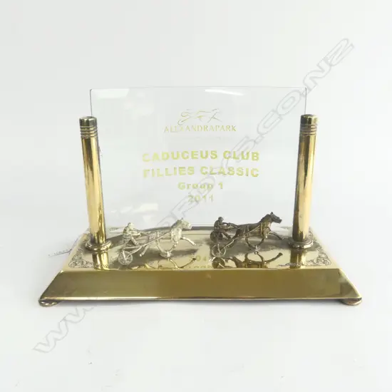 ALEXANDRA PARK TROTTING TROPHY 2011 (horses and jockeys probably silver) 340 x 160 x 240mm