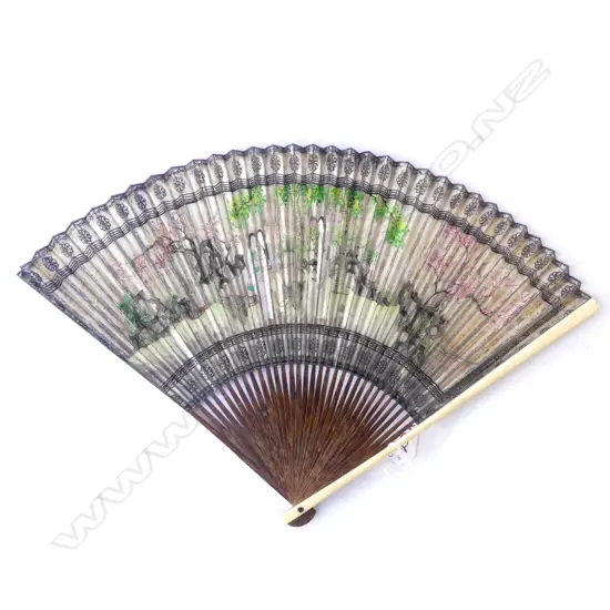 ORIENTAL IVORY HAND PAINTED FAN 