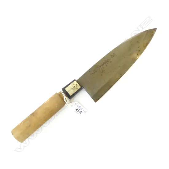 QUALITY HEAVY STEEL ALL PURPOSE KNIFE signed. Single bevel blade. L.330mm