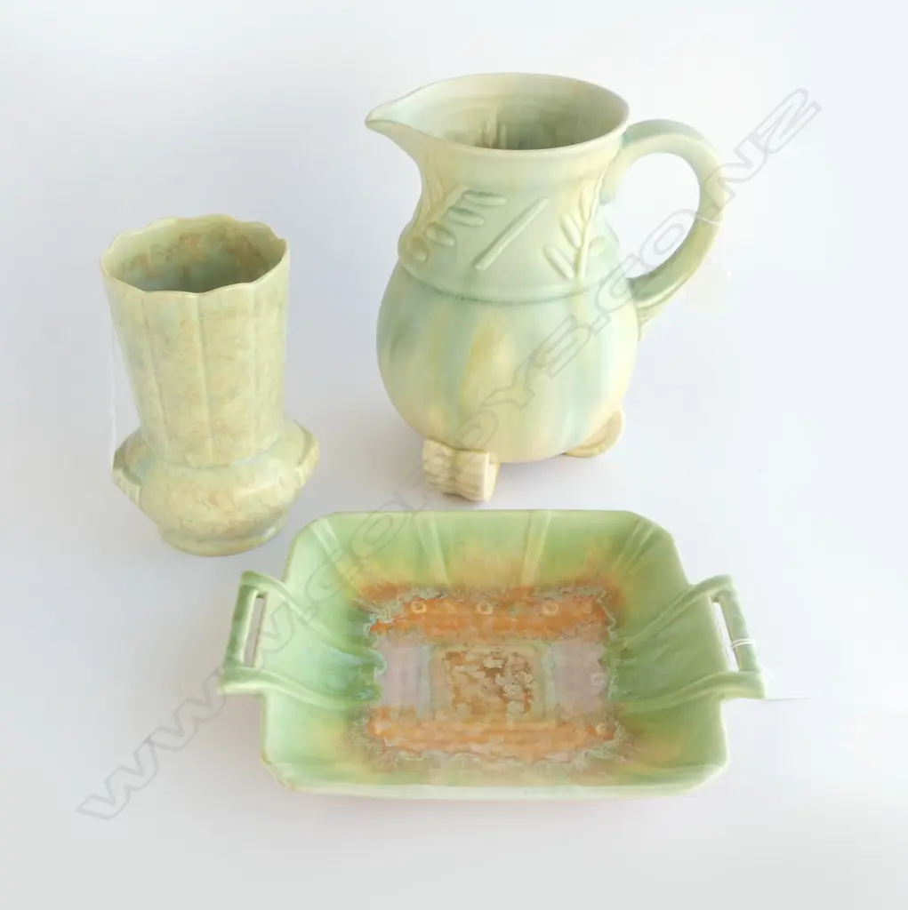 BESWICK DECO JUG H230MM VASE H175MM & 2 HANDLED DISH DIA 260MM Image 1++