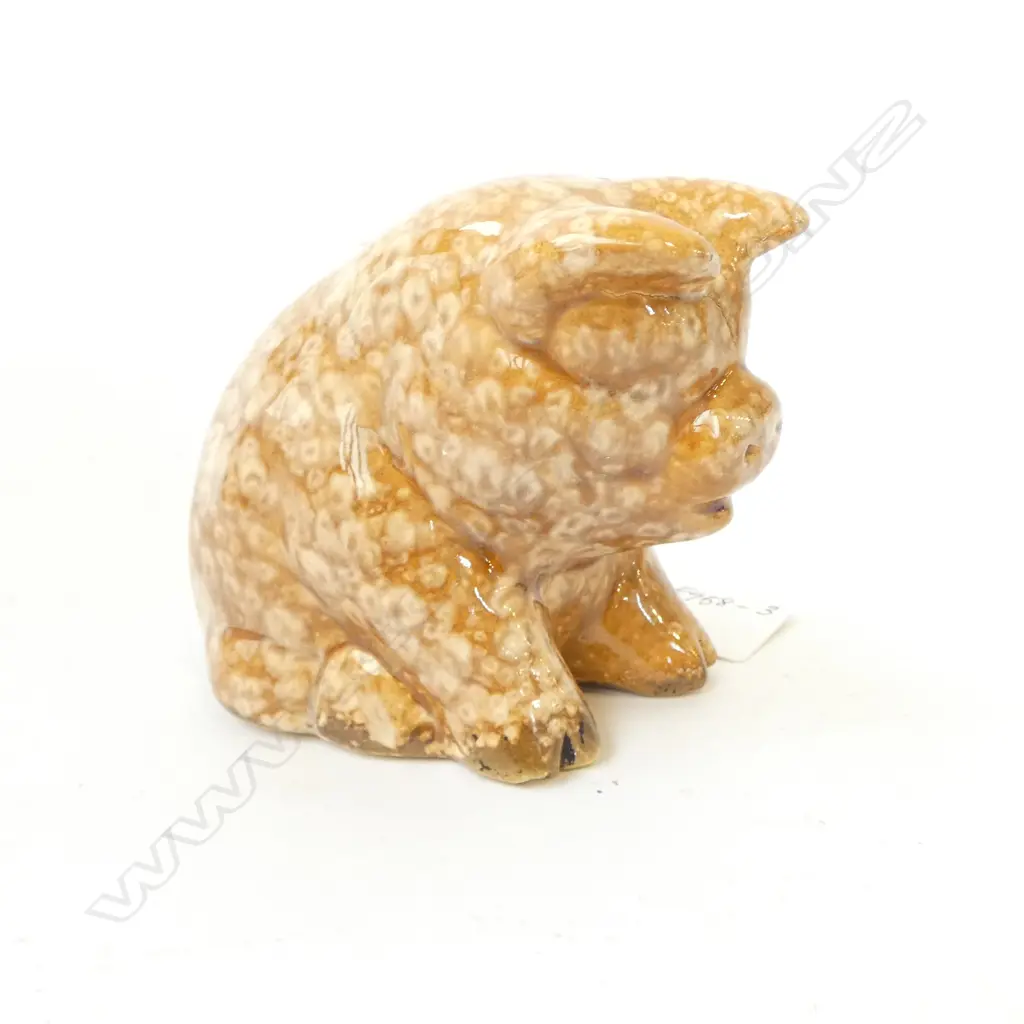 EARLY CROWN LYNN AMBRICO TRICKLE GLAZE PIG, FRACTIONAL MARKING to BASE, H.80 x 60 x 100mm Image 1++
