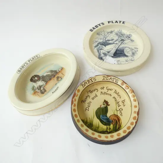3 VINTAGE BABIES PLATES (SOME CHIPS)