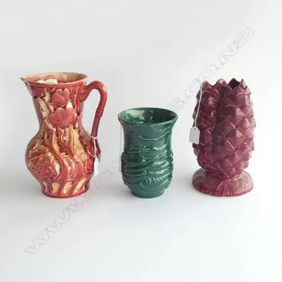 2 BESWICK VASES  & JUG  H230 RELIEF PATS 