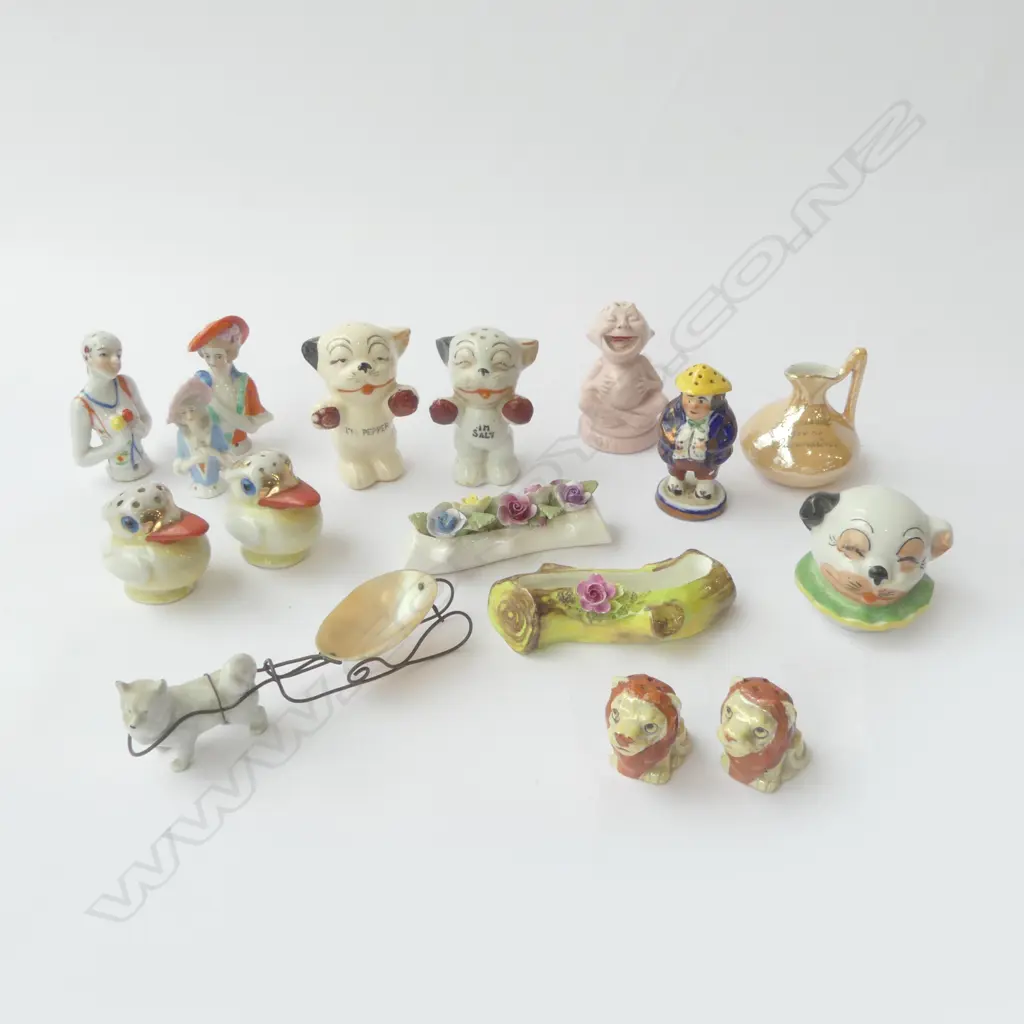 HALF DOLLS, JOY GERM, BONZO SALT & PEPPER, MOP DOG SALT, STAFFORDSHIRE, S&P, ETC Image 1++