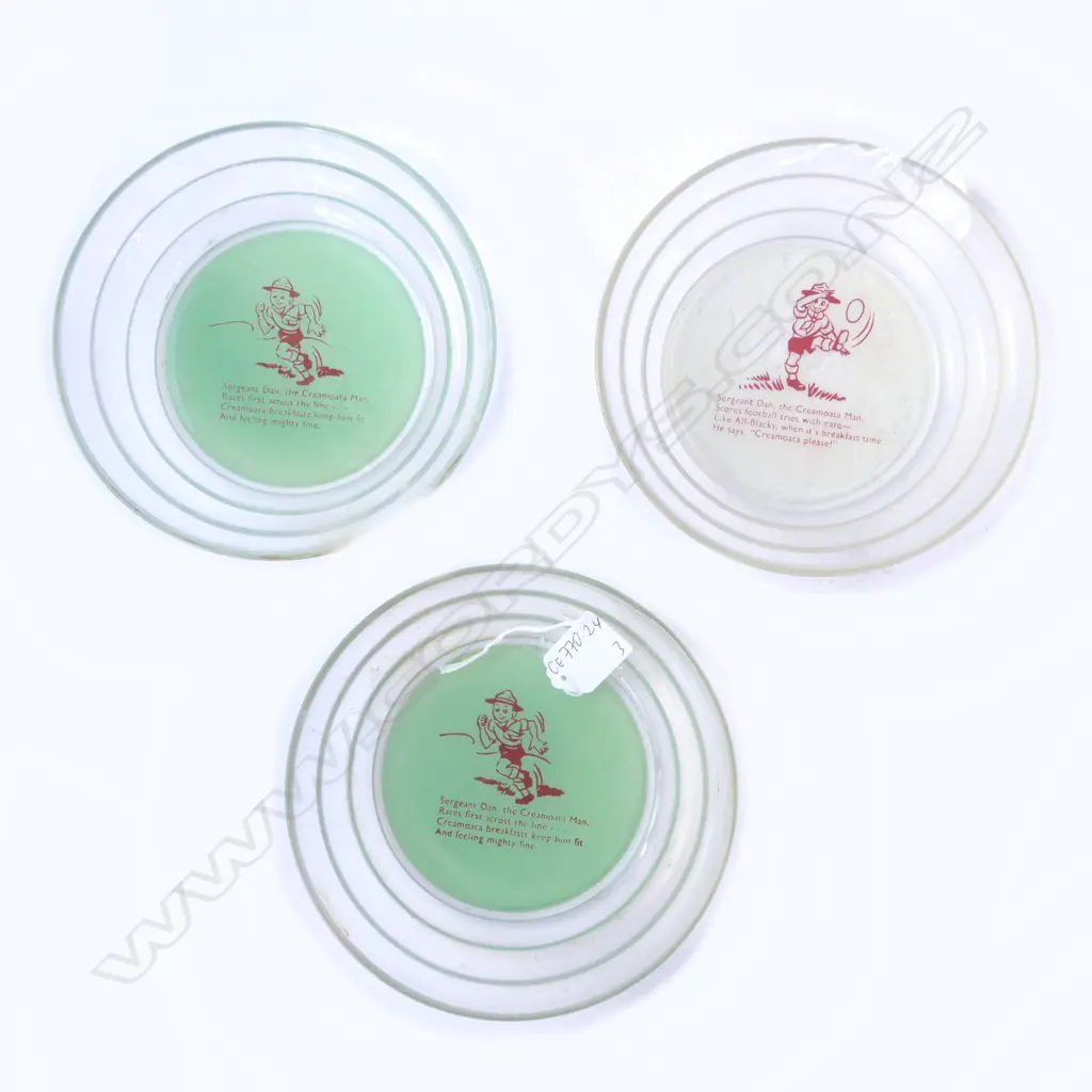 THREE 'SERGEANT DAN THE CREAMOATA MAN'PORRIDGE BOWLS , ONE MENTIONS THE ALL BLACKS , Dia 170mm Image 1++