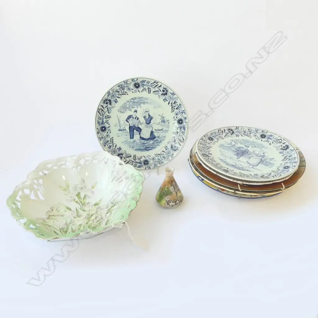 6 RACK PLATES FLORAL BOWL & SMALL VASE Image 1++