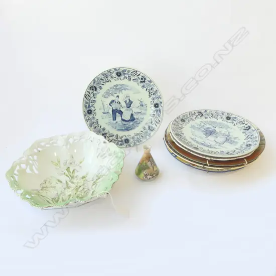 6 RACK PLATES FLORAL BOWL & SMALL VASE