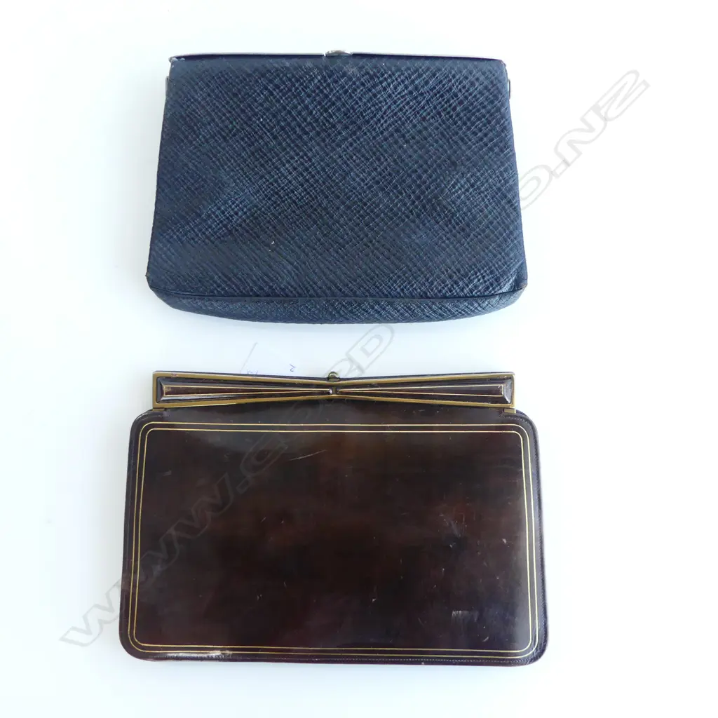 2 VINTAGE LEATHER HAND BAGS W.260mm 1 w. COIN PURSE Image 1++