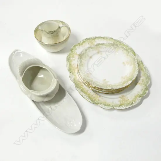 SHELLEY CHINA ASHET 6 SIDE PLATES C/SUGAR & 2 UNMATCHED SHELLEY DISHES