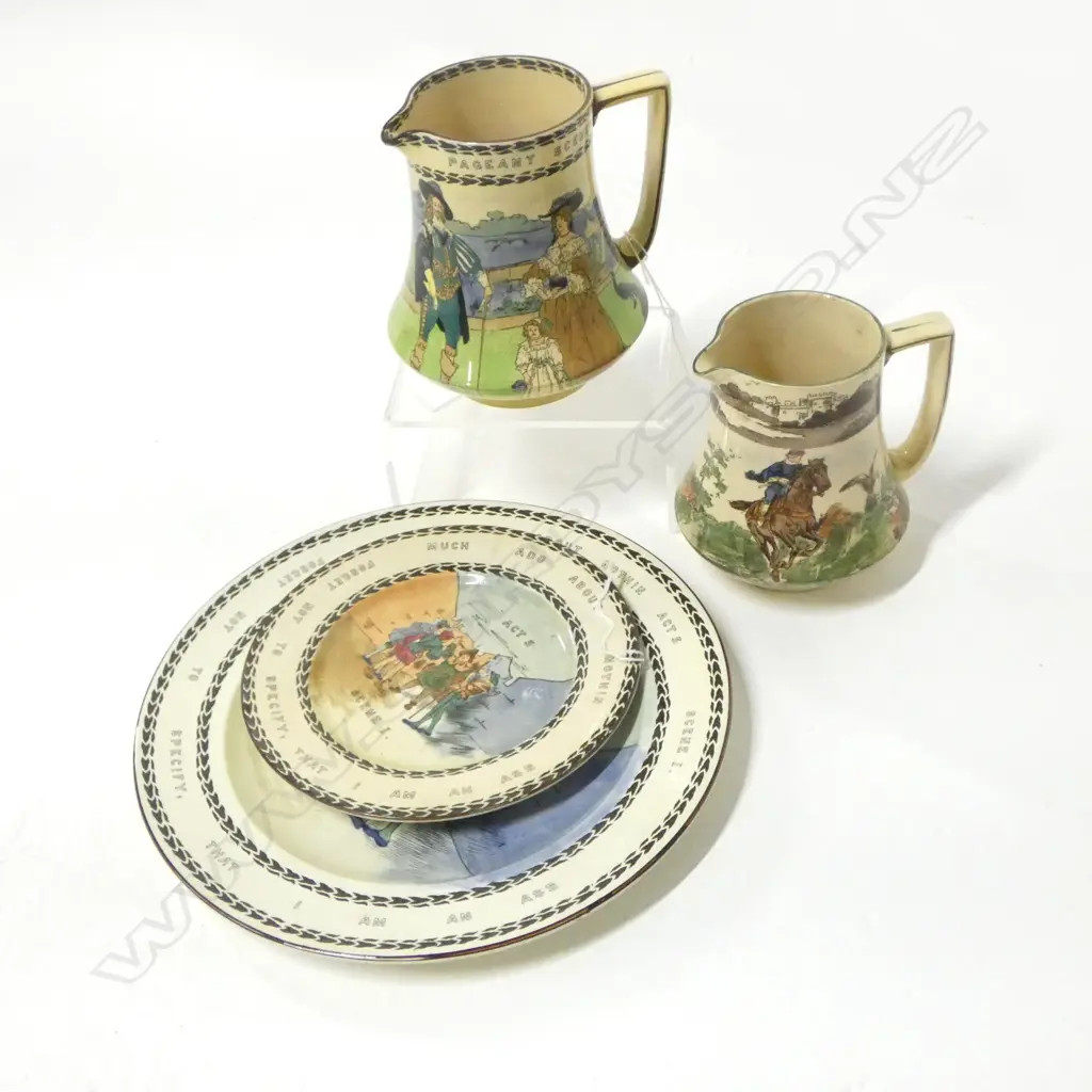 2 SHELLEY CHINA SCENIC RACK PLATES & 2 SHELLEY JUG 150MM TALLEST Image 1++
