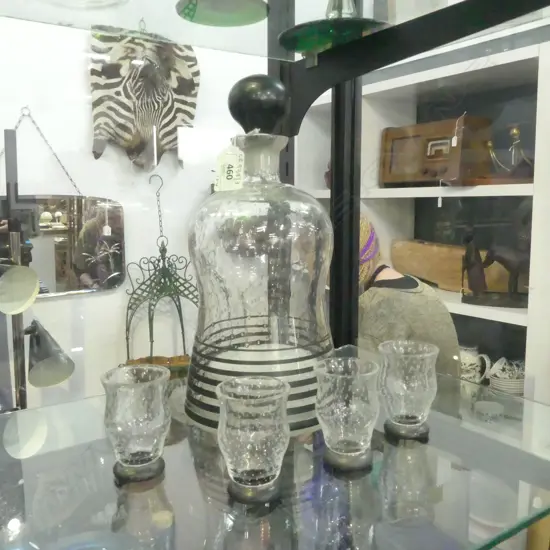 MUSICAL GLASS DECANTER & 4 GLASSES