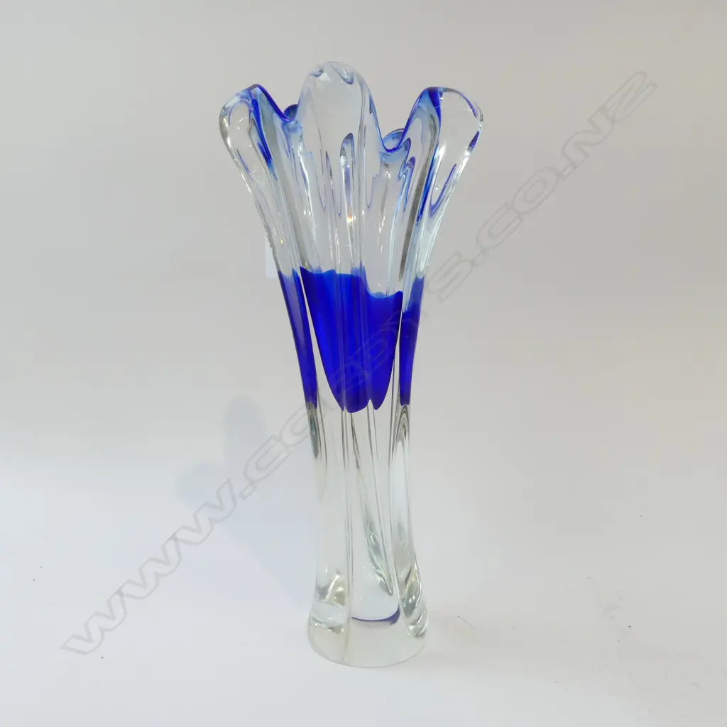 LARGE BLUE ART GLASS VASE H.360mm Image 1++