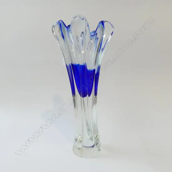 LARGE BLUE ART GLASS VASE H.360mm