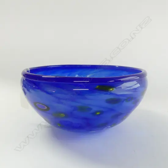 BLUE MILLEFIORI GLASS BOWL, D.220mm