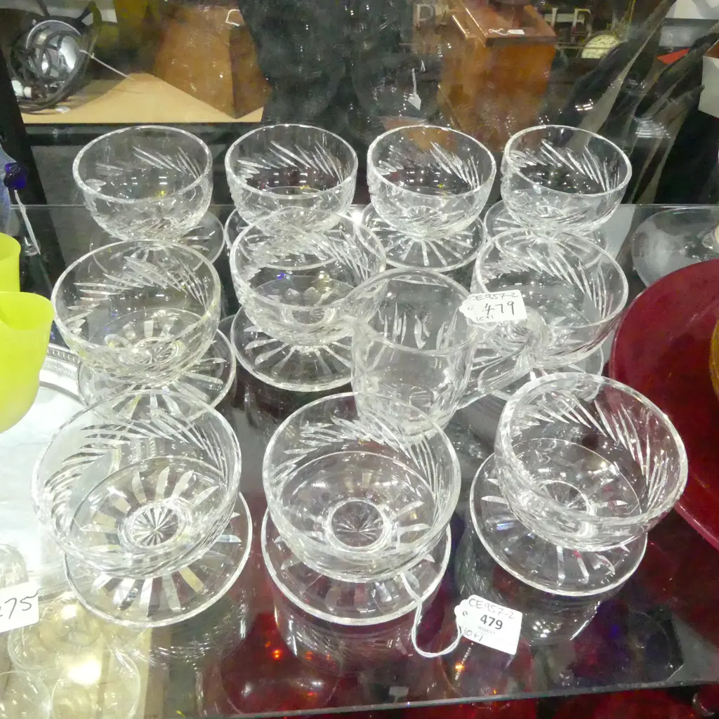 10 WATERFORD CRYSTAL DESERT/ENTREE DISHES + WATERFORD JUG Image 1++