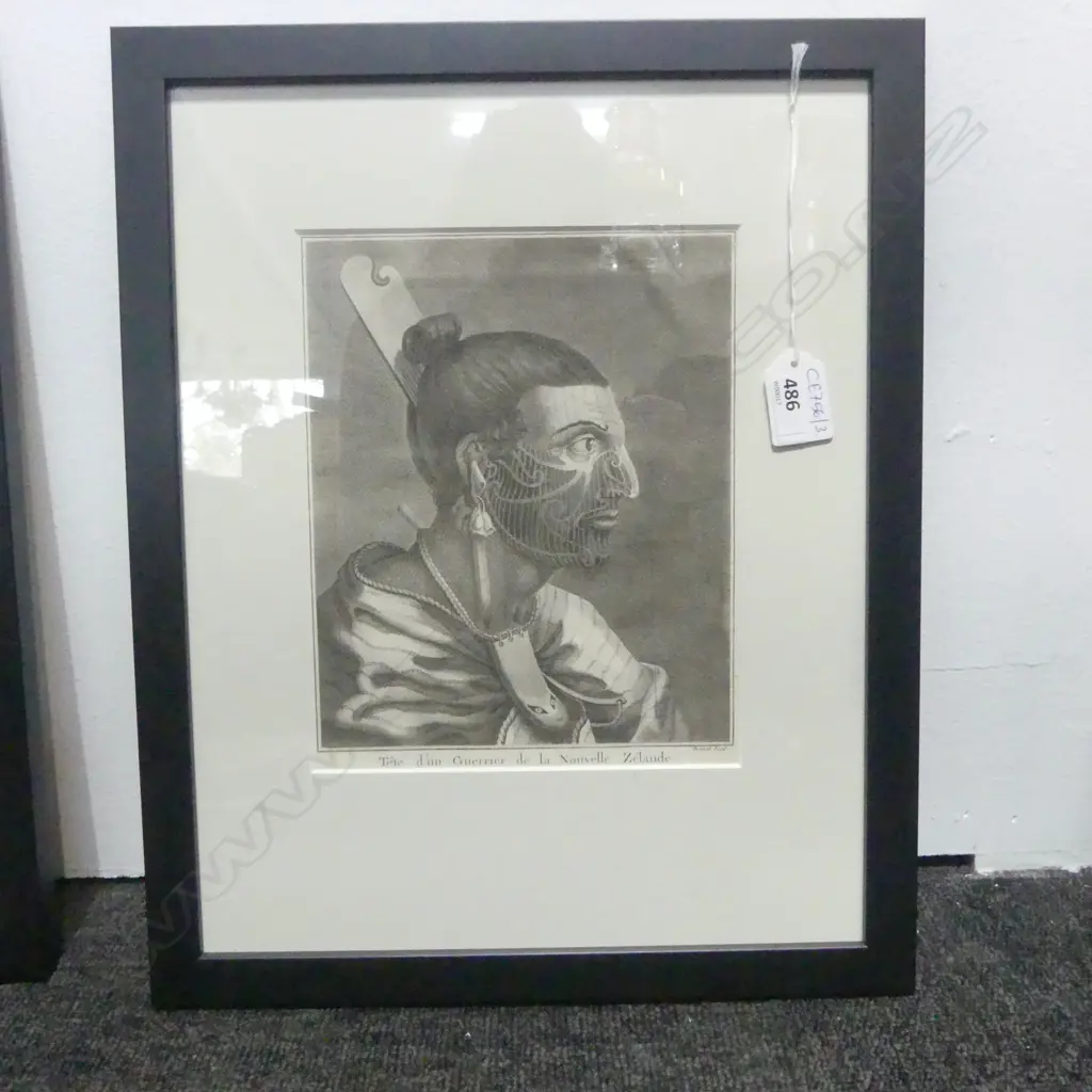MAORI PORTRAIT ETCHING, BENARD AFTER PARKINSON 'TETE D'UN GURRIER DE LA NOUVELLE ZELANDE' 215x170mm Image 1++