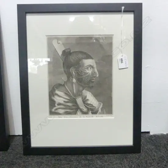 MAORI PORTRAIT ETCHING, BENARD AFTER PARKINSON 'TETE D'UN GURRIER DE LA NOUVELLE ZELANDE' 215x170mm