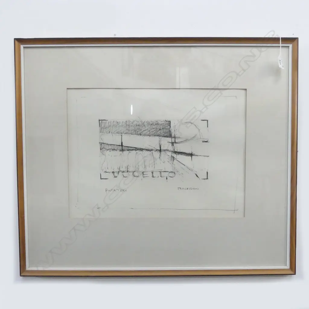 MALVIN DAY (1923-2016), UCCELLO: EXPIATORY PROCESSION, WORK ON PAPER, 330x460mm, original label verso Image 1++