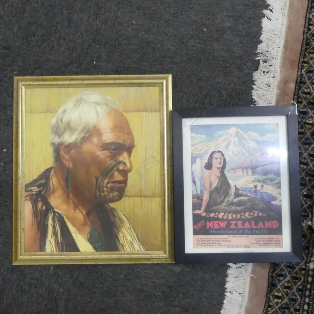 MODERN GOLDIE PRINT ON CANVAS 430x360mm, REPRO NZ TOURISM PRINT 320x225mm Image 1++