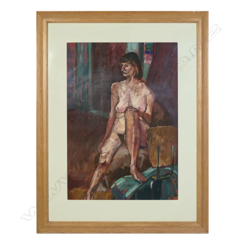 Russell Hollings (1948-) 'Life Study 1 Tanya' oil on card signed. Signed and entitled on label on reverse. 570 x 400mm. Image 1++