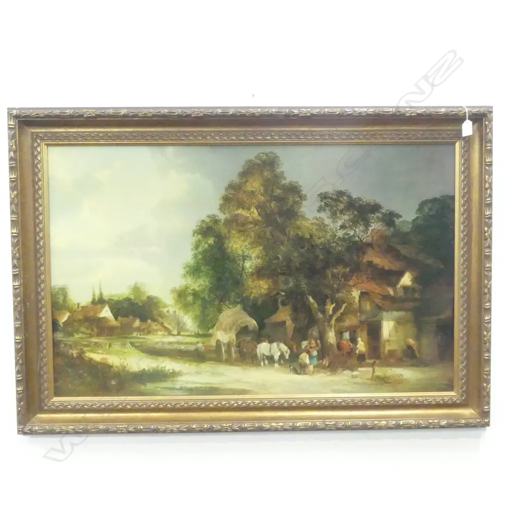 FRAMED REPRODUCTION OIL PTG EUROPEAN PASTORAL SCENE, H.600 x 970mm Image 1++