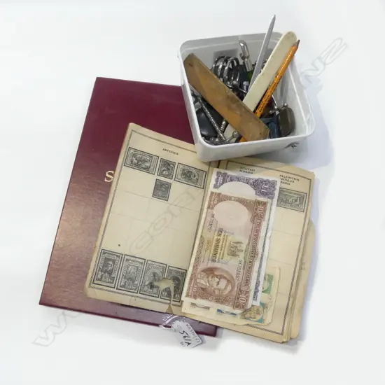 2 STAMP ALBUMS & CONTAINER OF CARVER RESTS 1 S/SILVER ETC