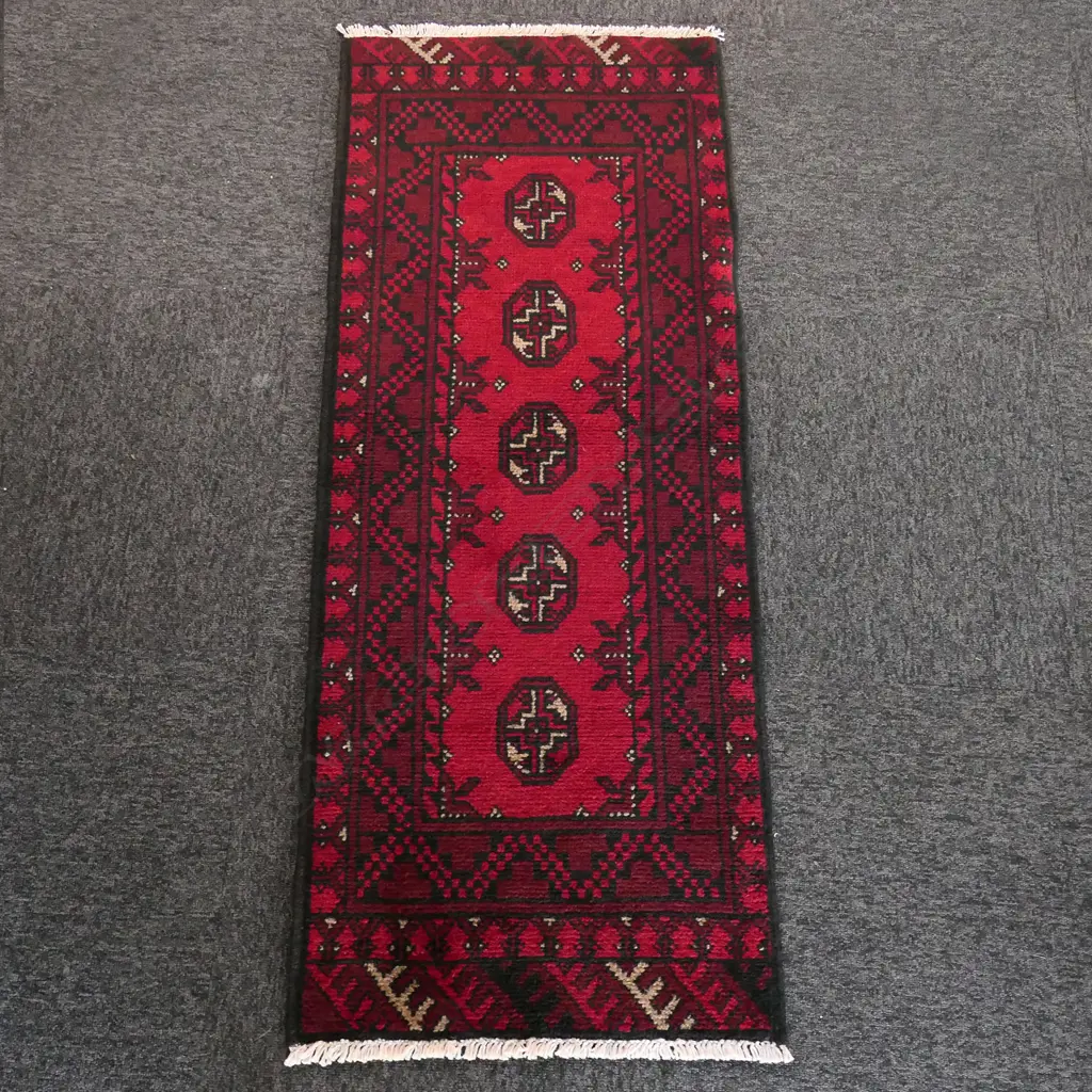 SM HANDKNOTTED TURKMAN RUG, 1400 x 550mm Image 1++