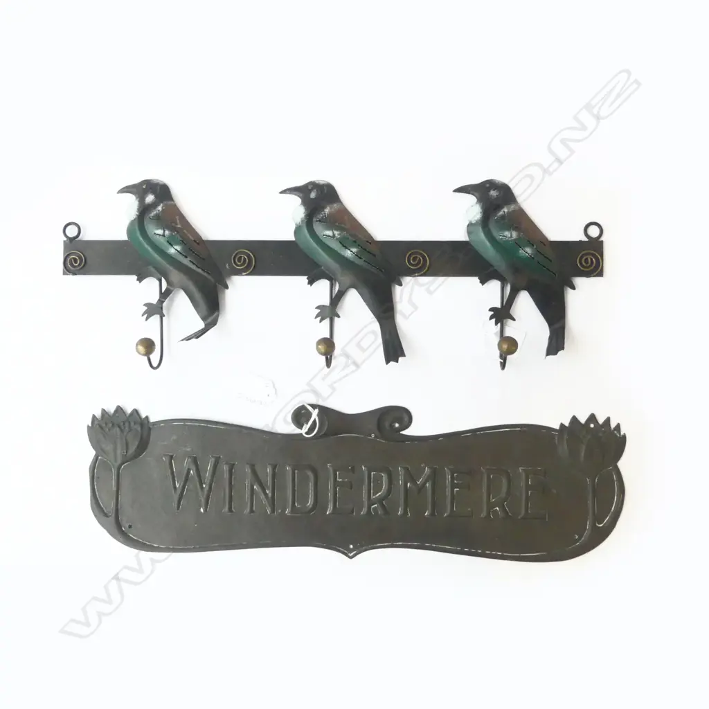 2 WALL MOUNTS; TUI HAT HOOK + 'WINDERMERE' PLAQUE  Image 1++