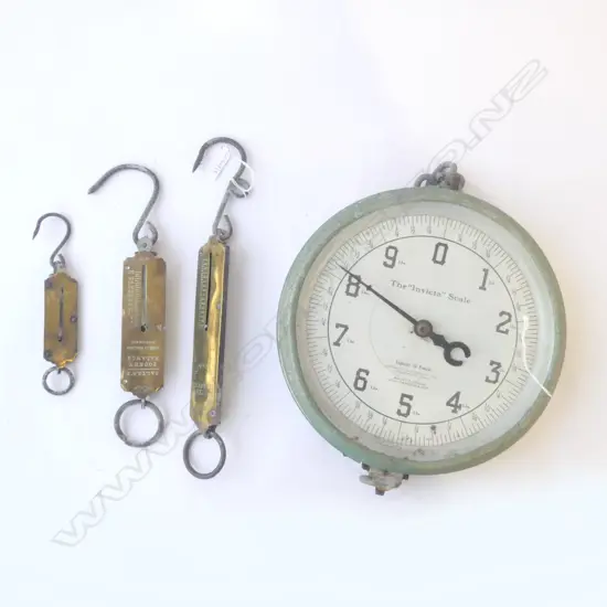INVICTA SHOP SCALES  & 3 SALTERS BRASS  FISH SCALES
