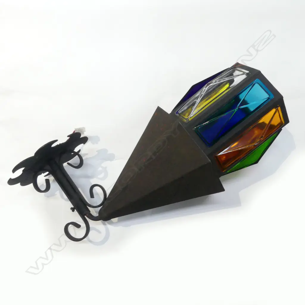VINTAGE COLOURED PLASTIC OUTDOOR LANTERN H.400mm **AMENDED** Image 1++