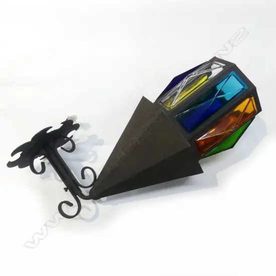 VINTAGE COLOURED PLASTIC OUTDOOR LANTERN H.400mm **AMENDED**