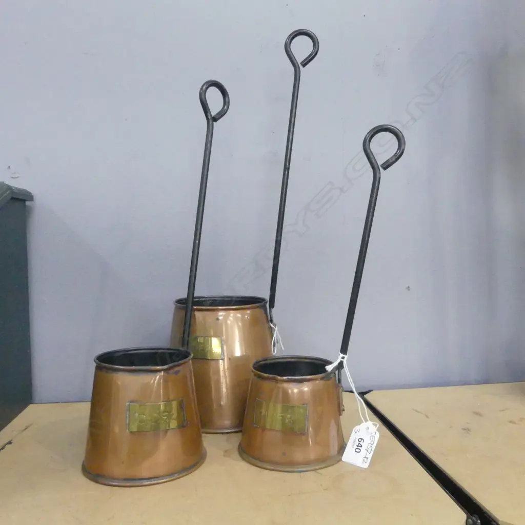 SET OF THREE COPPER 'CIDER' MEASURES Image 1++