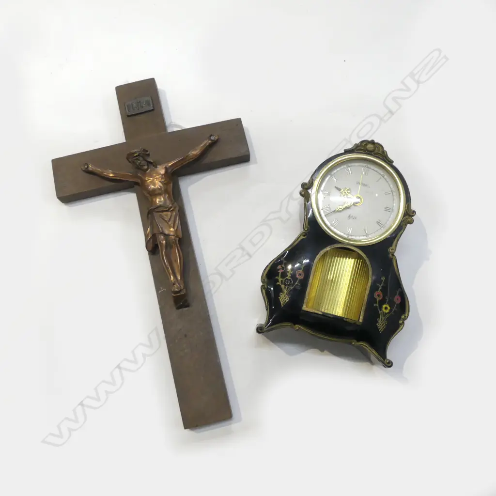 WINDUP MUSICAL CLOCK H.140mm + CRUCIFIX H.195mm Image 1++