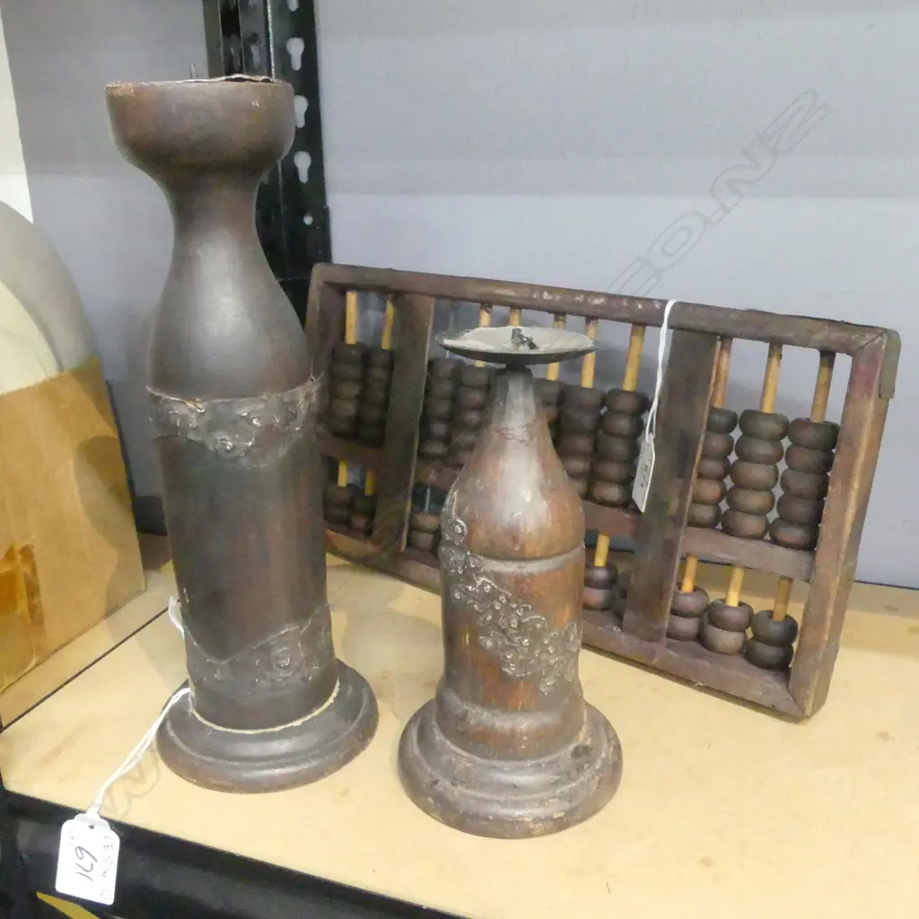 PR CANDLSTICKS WITH ANTIQUE ABACUS W.340mm Image 1++